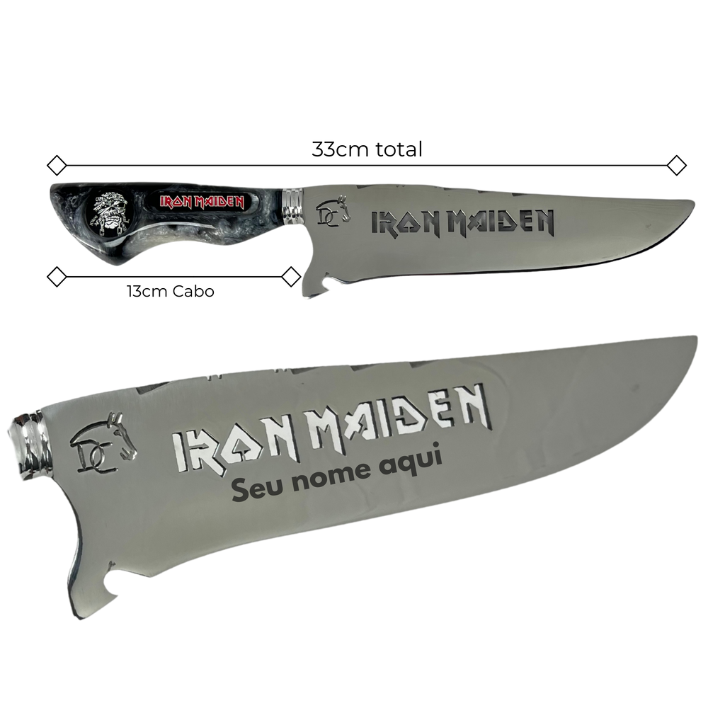 Faca Picanheira Iron Maiden 8 Polegadas - Cabo Resina Personalizado - Churrasco Rock