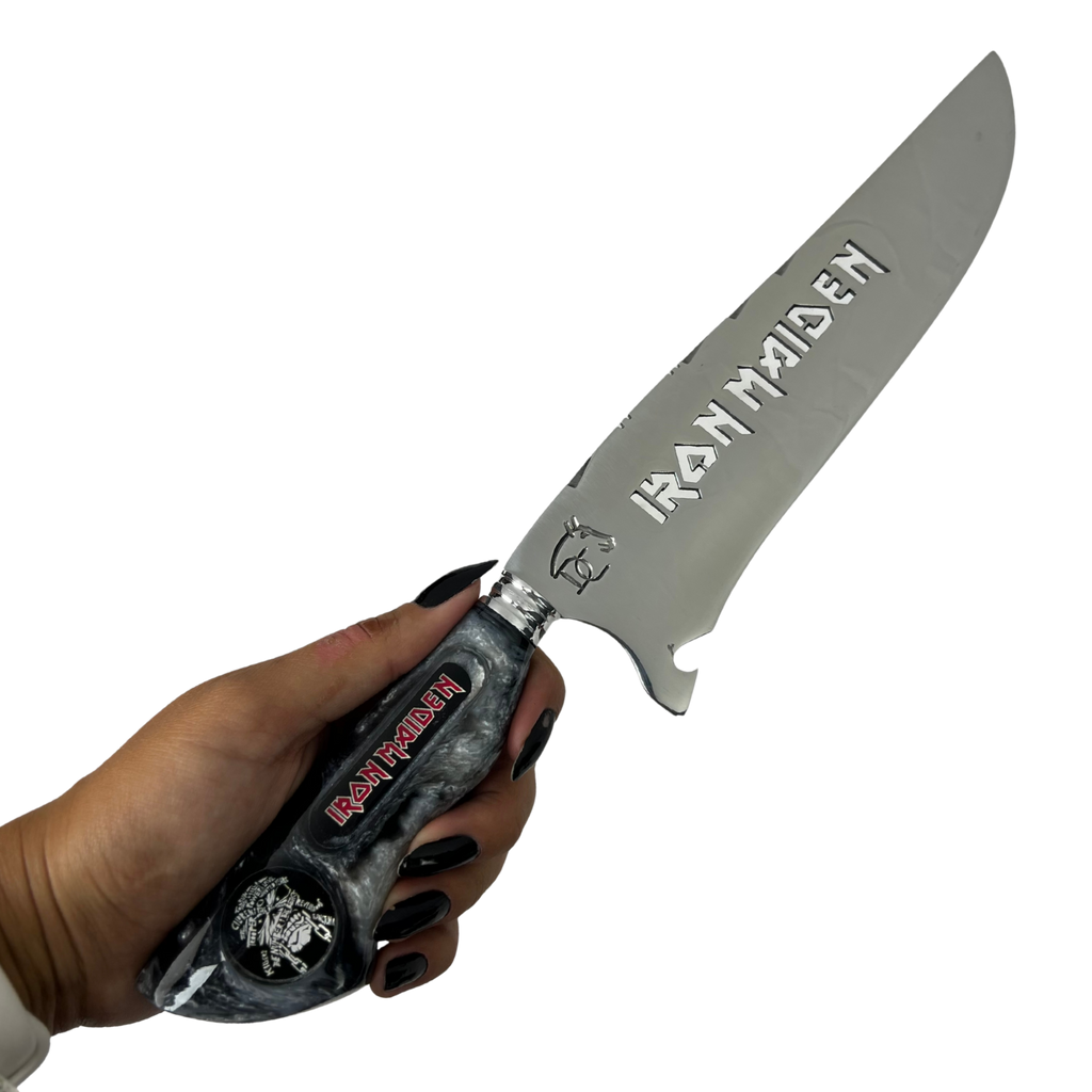 Faca Picanheira Iron Maiden 8 Polegadas - Cabo Resina Personalizado - Churrasco Rock