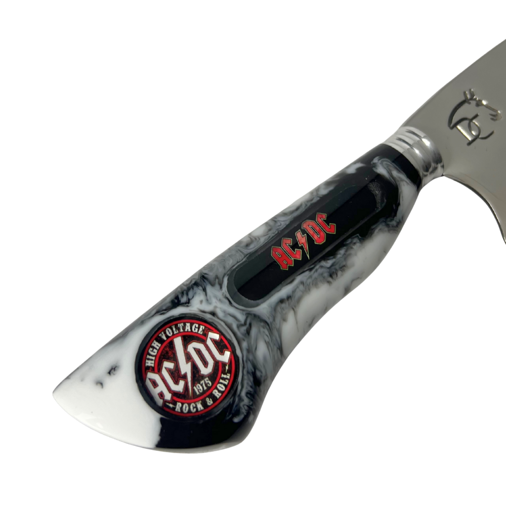 Kit AC/DC - Faca 8" + Tábua Personalizada