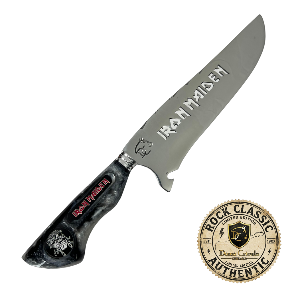 Faca Picanheira Iron Maiden 8 Polegadas - Cabo Resina Personalizado - Churrasco Rock