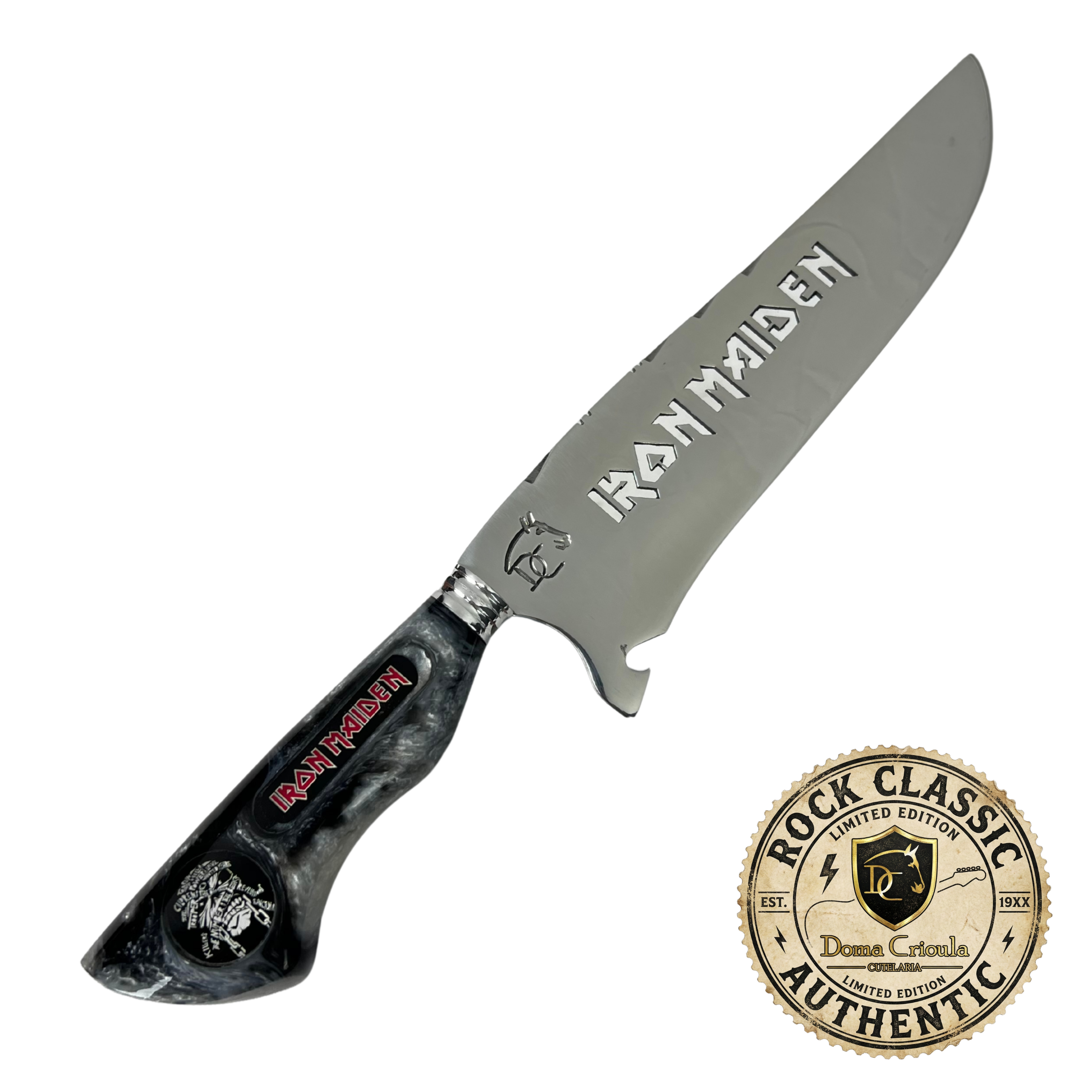 Faca Picanheira Iron Maiden 8 Polegadas - Cabo Resina Personalizado - Churrasco Rock