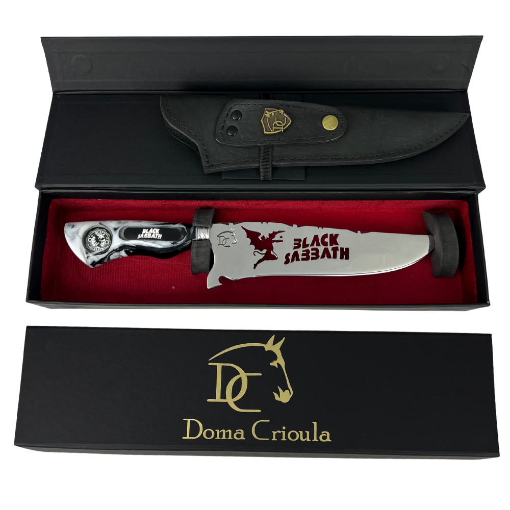 Faca Black Sabbath 8 Polegadas | Lâmina Vazada - Cabo Resina Personalizado