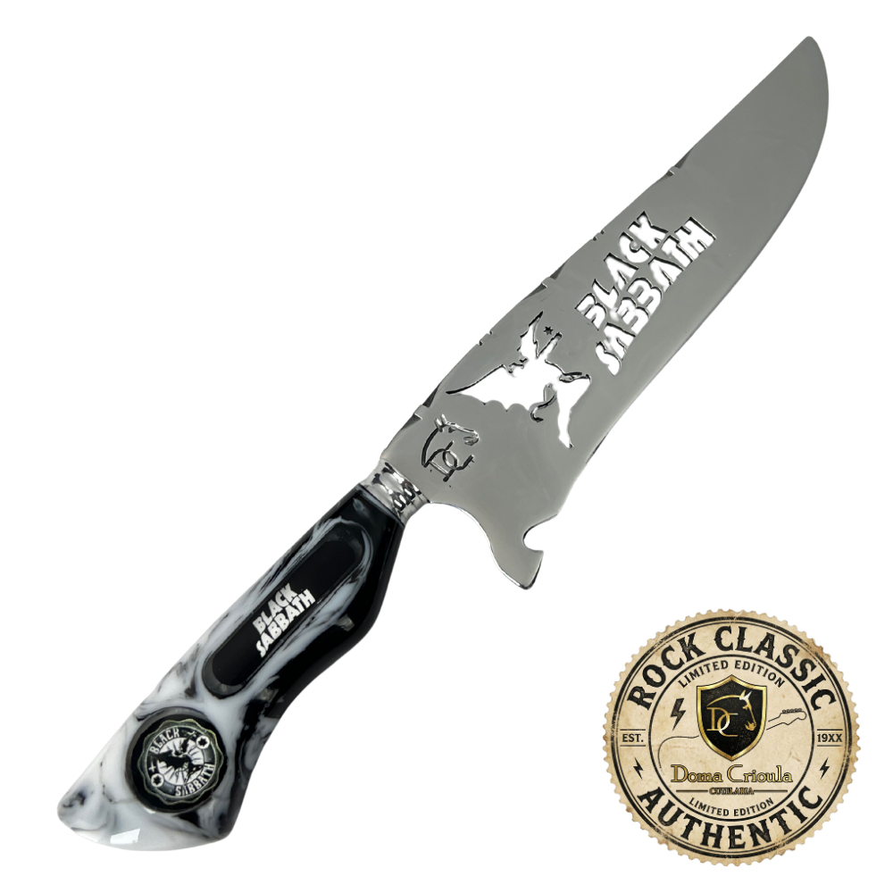 Faca Black Sabbath 8 Polegadas | Lâmina Vazada - Cabo Resina Personalizado