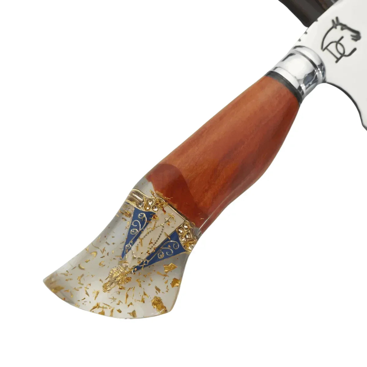 Faca Artesanal para Churrasco 8" Lâmina Vazada - Cutelaria Religiosa Nossa Senhora Dourada