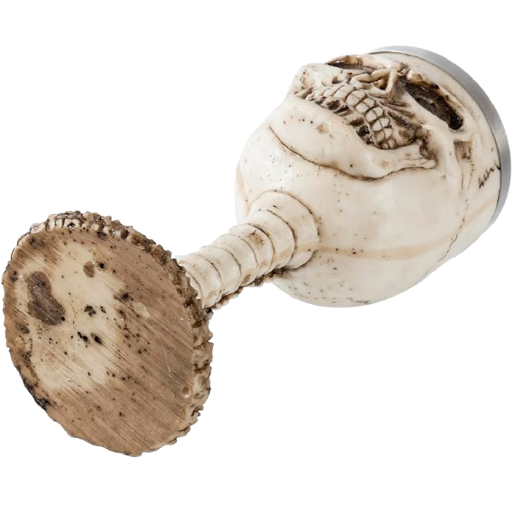 Taça Caveira com Cálice de Aço Inoxidável - 19cm - Design Gótico Medieval