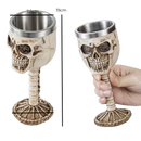 Taça Caveira com Cálice de Aço Inoxidável - 19cm - Design Gótico Medieval